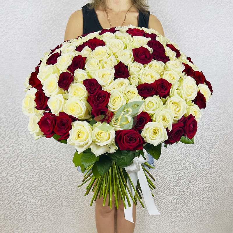 Букет-микс из 201 красной и белой розы